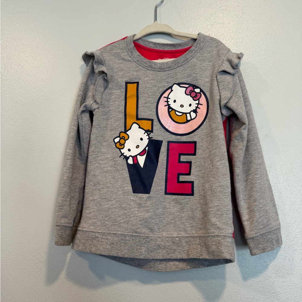 Hello Kitty Gray and Pink Sweatshirt with Graphic Design